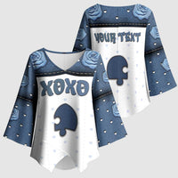 Personalized XOXO Valentine's Day Kimono Sleeve Blouse Remaining Piece Old Denim Fabric Effect