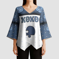 Personalized XOXO Valentine's Day Kimono Sleeve Blouse Remaining Piece Old Denim Fabric Effect