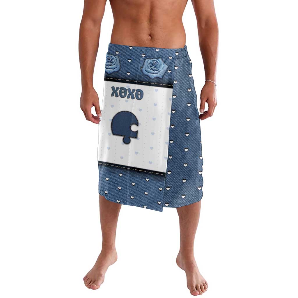 Personalized XOXO Valentine's Day Lavalava Remaining Piece Old Denim Fabric Effect