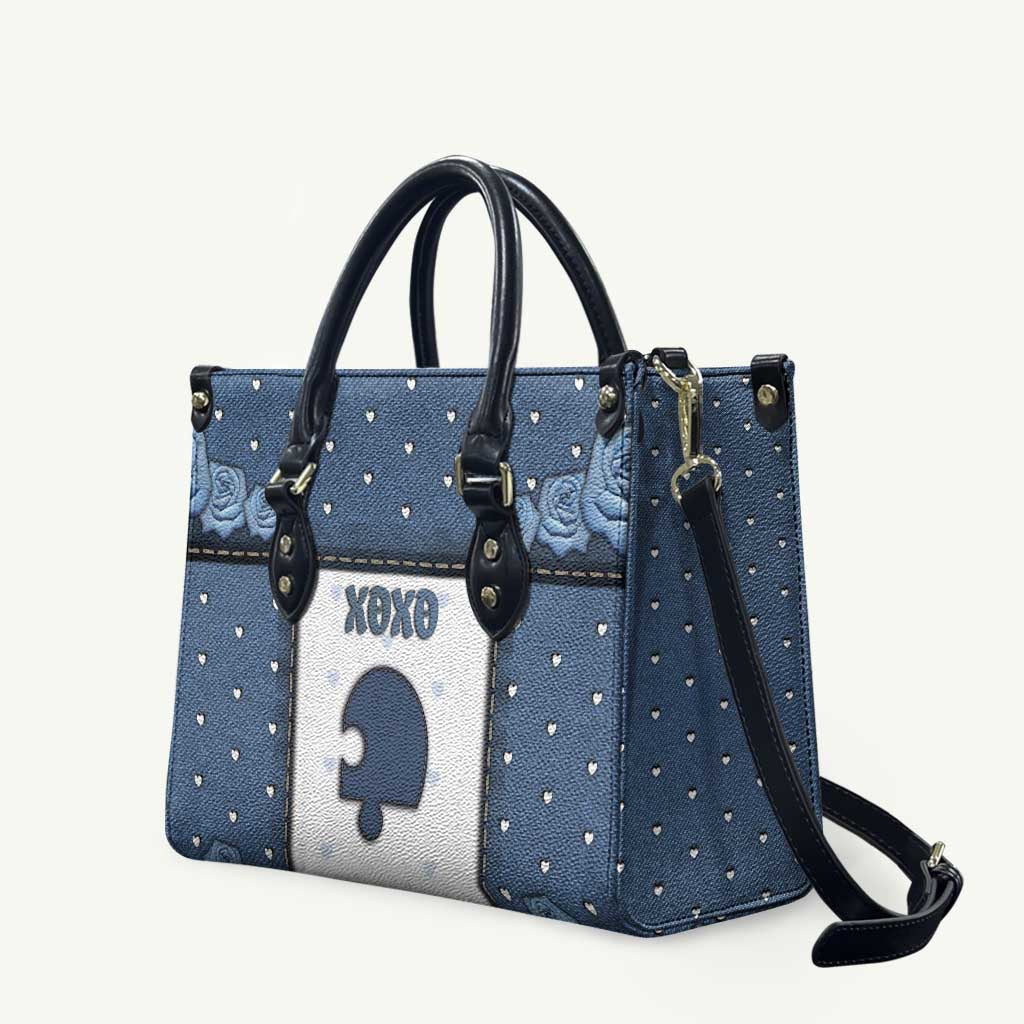 XOXO Valentine's Day Leather Bag Remaining Piece Old Denim Fabric Effect