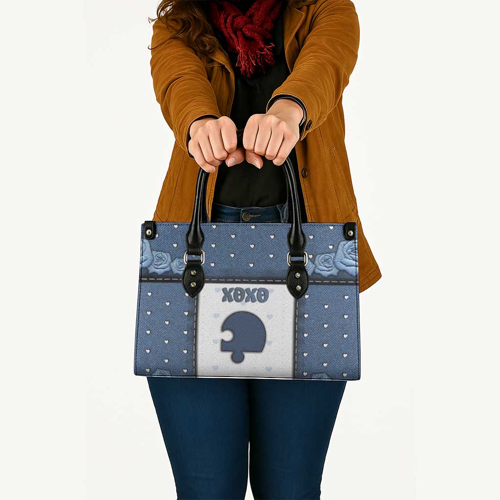 XOXO Valentine's Day Leather Bag Remaining Piece Old Denim Fabric Effect