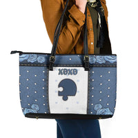 XOXO Valentine's Day Leather Tote Bag Remaining Piece Old Denim Fabric Effect