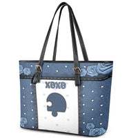 XOXO Valentine's Day Leather Tote Bag Remaining Piece Old Denim Fabric Effect