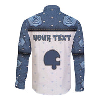 Personalized XOXO Valentine's Day Long Sleeve Button Shirt Remaining Piece Old Denim Fabric Effect