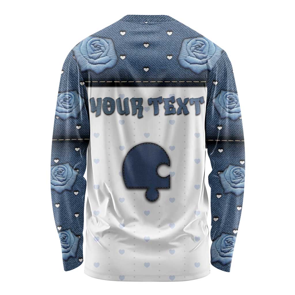 Personalized XOXO Valentine's Day Long Sleeve Shirt Remaining Piece Old Denim Fabric Effect