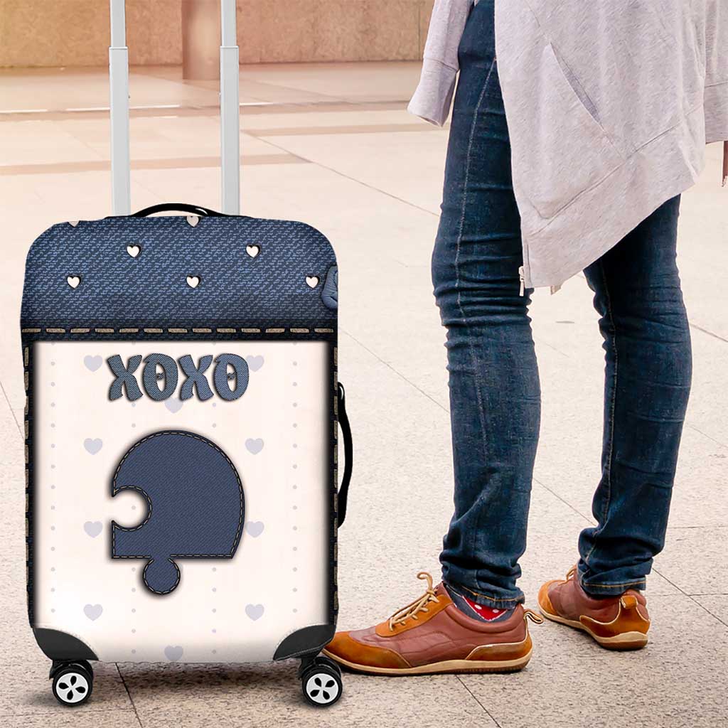 XOXO Valentine's Day Luggage Cover Remaining Piece Old Denim Fabric Effect