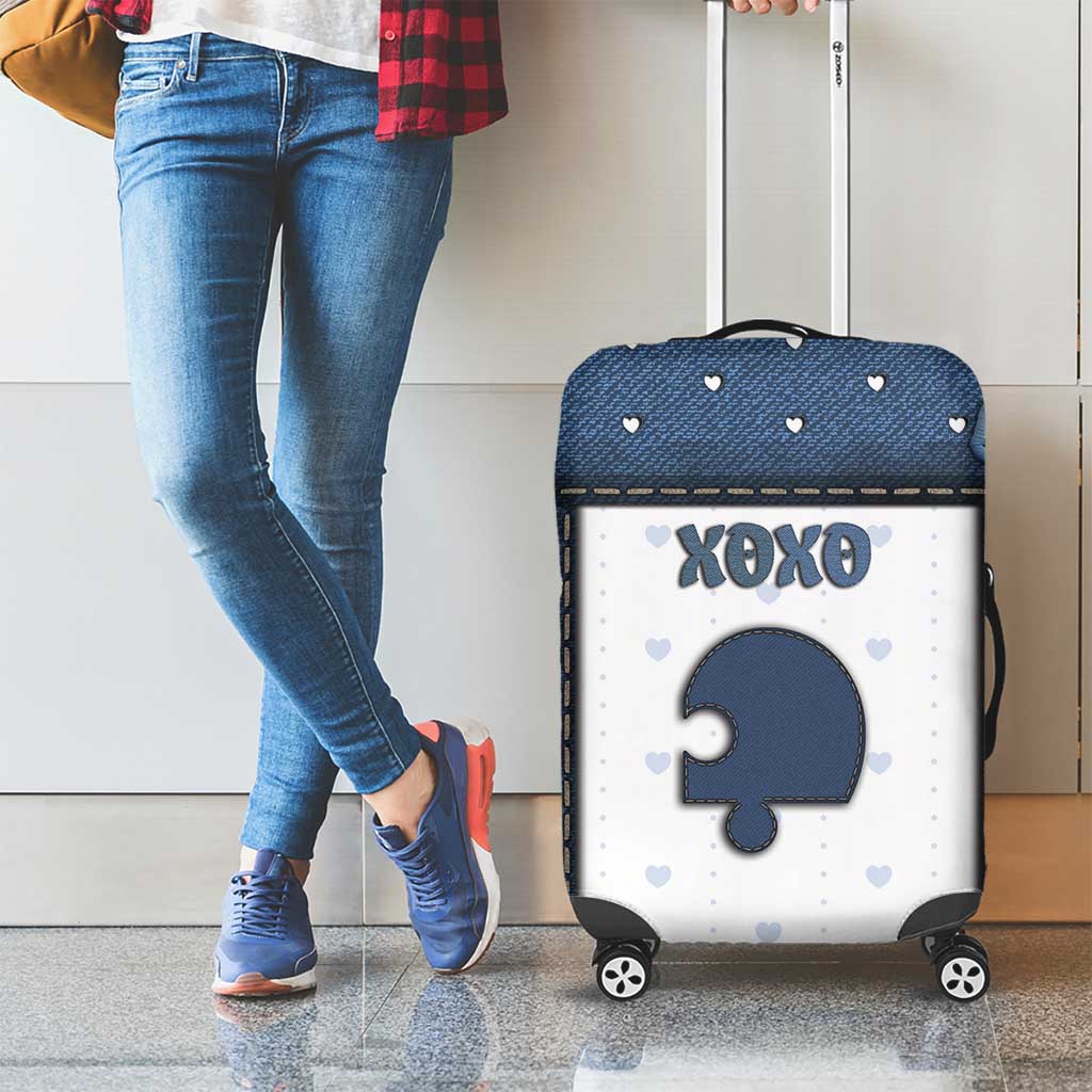 XOXO Valentine's Day Luggage Cover Remaining Piece Old Denim Fabric Effect