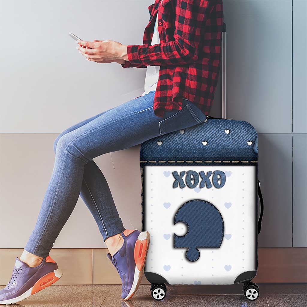 XOXO Valentine's Day Luggage Cover Remaining Piece Old Denim Fabric Effect