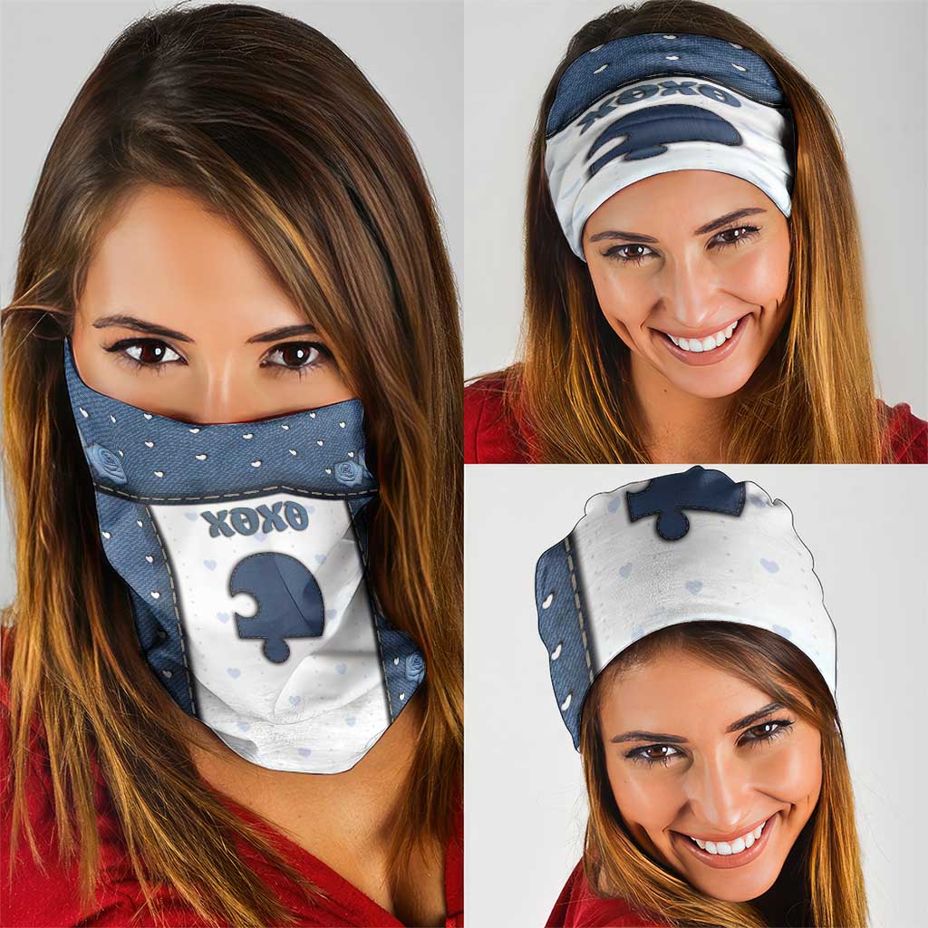 XOXO Valentine's Day Neck Gaiter Remaining Piece Old Denim Fabric Effect
