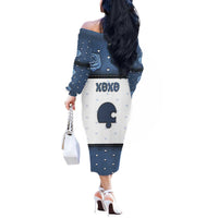 Personalized XOXO Valentine's Day Off The Shoulder Long Sleeve Dress Remaining Piece Old Denim Fabric Effect