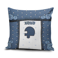 XOXO Valentine's Day Pillow Cover Remaining Piece Old Denim Fabric Effect