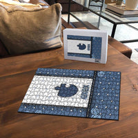 XOXO Valentine's Day Puzzle Remaining Piece Old Denim Fabric Effect