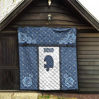 XOXO Valentine's Day Quilt Remaining Piece Old Denim Fabric Effect