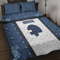 XOXO Valentine's Day Quilt Bed Set Remaining Piece Old Denim Fabric Effect