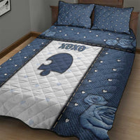 XOXO Valentine's Day Quilt Bed Set Remaining Piece Old Denim Fabric Effect