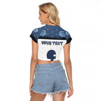 Personalized XOXO Valentine's Day Raglan Cropped T Shirt Remaining Piece Old Denim Fabric Effect
