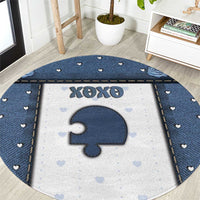 XOXO Valentine's Day Round Carpet Remaining Piece Old Denim Fabric Effect