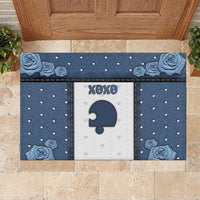 XOXO Valentine's Day Rubber Doormat Remaining Piece Old Denim Fabric Effect