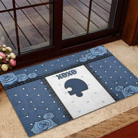 XOXO Valentine's Day Rubber Doormat Remaining Piece Old Denim Fabric Effect