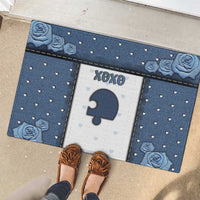 XOXO Valentine's Day Rubber Doormat Remaining Piece Old Denim Fabric Effect