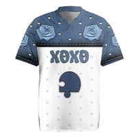 Personalized XOXO Valentine's Day Rugby Jersey Remaining Piece Old Denim Fabric Effect
