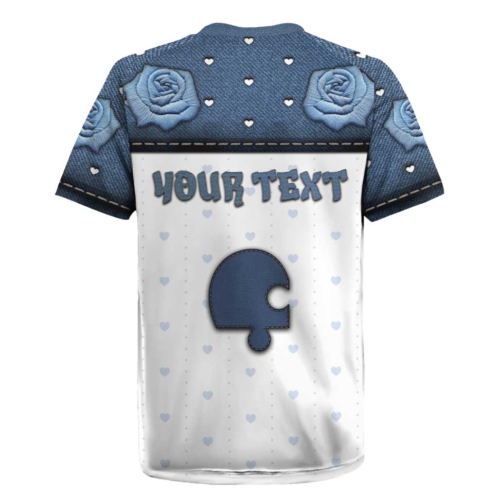 Personalized XOXO Valentine's Day Rugby Jersey Remaining Piece Old Denim Fabric Effect
