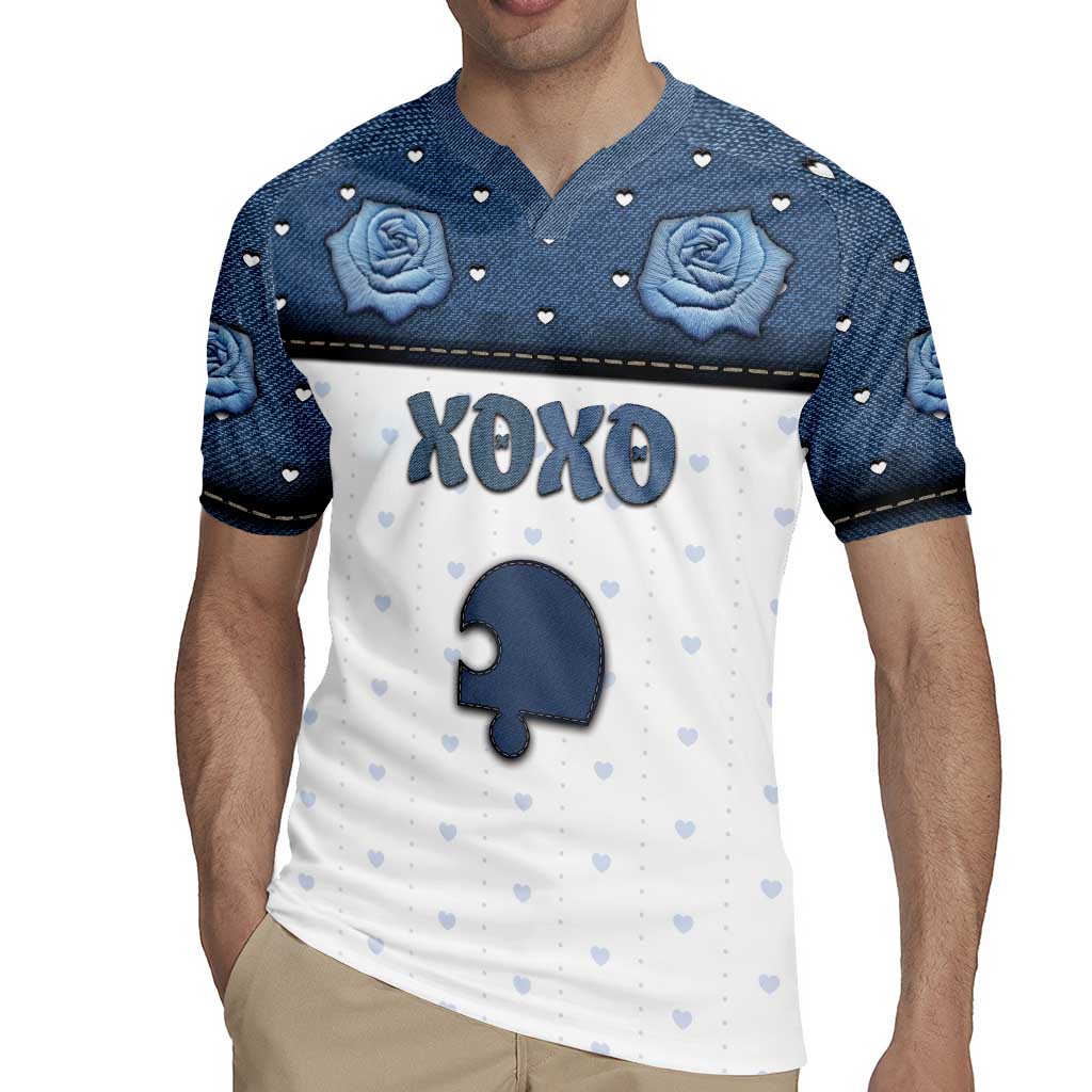 Personalized XOXO Valentine's Day Rugby Jersey Remaining Piece Old Denim Fabric Effect