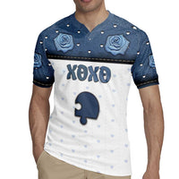 Personalized XOXO Valentine's Day Rugby Jersey Remaining Piece Old Denim Fabric Effect