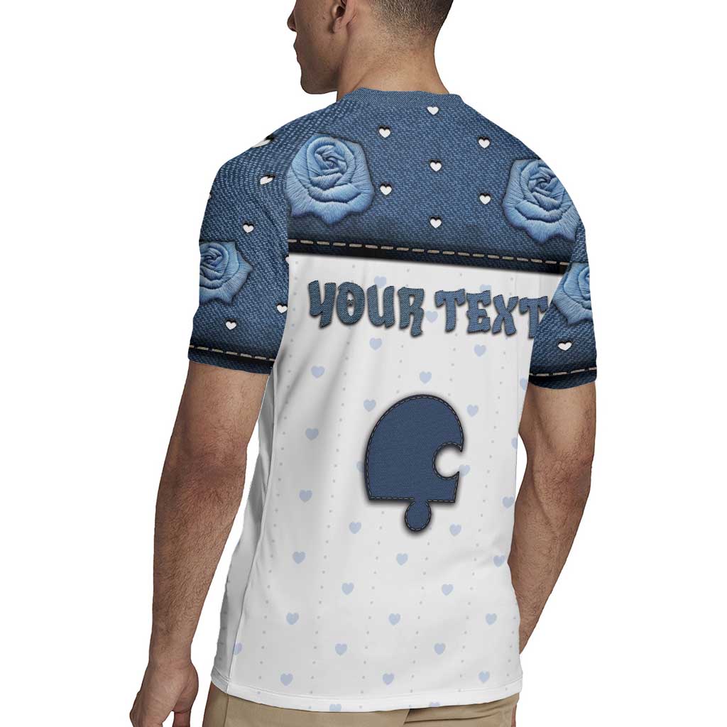 Personalized XOXO Valentine's Day Rugby Jersey Remaining Piece Old Denim Fabric Effect