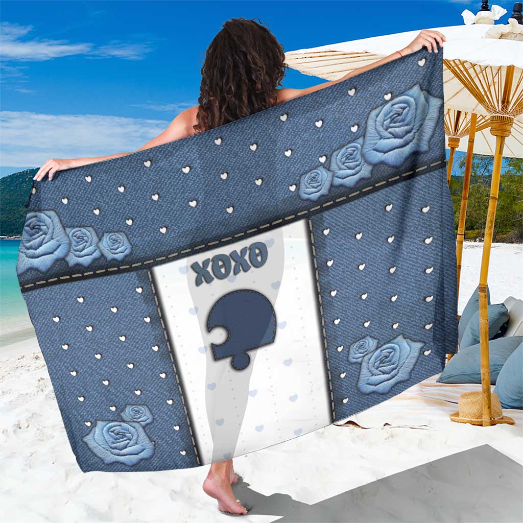 XOXO Valentine's Day Sarong Remaining Piece Old Denim Fabric Effect