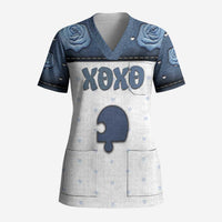 Personalized XOXO Valentine's Day Scrub Top Remaining Piece Old Denim Fabric Effect