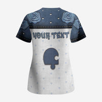Personalized XOXO Valentine's Day Scrub Top Remaining Piece Old Denim Fabric Effect