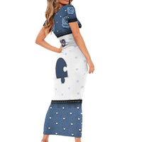 Personalized XOXO Valentine's Day Short Sleeve Bodycon Dress Remaining Piece Old Denim Fabric Effect