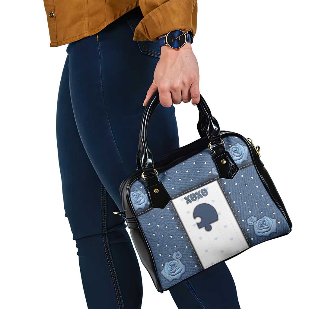 XOXO Valentine's Day Shoulder Handbag Remaining Piece Old Denim Fabric Effect