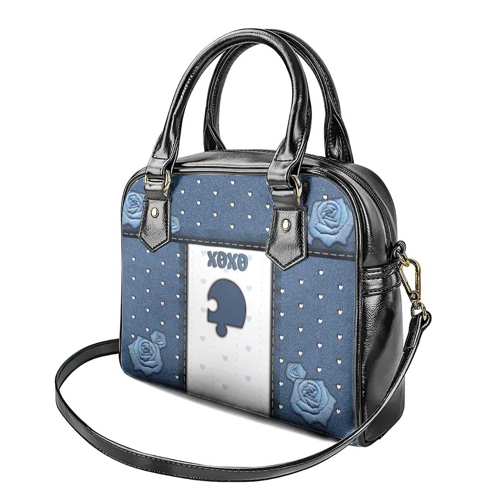 XOXO Valentine's Day Shoulder Handbag Remaining Piece Old Denim Fabric Effect