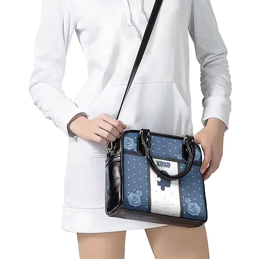 XOXO Valentine's Day Shoulder Handbag Remaining Piece Old Denim Fabric Effect