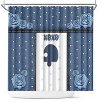 XOXO Valentine's Day Shower Curtain Remaining Piece Old Denim Fabric Effect