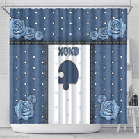 XOXO Valentine's Day Shower Curtain Remaining Piece Old Denim Fabric Effect