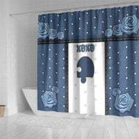 XOXO Valentine's Day Shower Curtain Remaining Piece Old Denim Fabric Effect