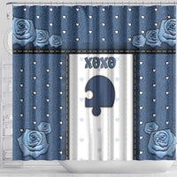 XOXO Valentine's Day Shower Curtain Remaining Piece Old Denim Fabric Effect