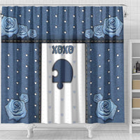 XOXO Valentine's Day Shower Curtain Remaining Piece Old Denim Fabric Effect