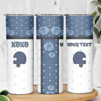 Personalized XOXO Valentine's Day Skinny Tumbler Remaining Piece Old Denim Fabric Effect