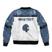 Personalized XOXO Valentine's Day Sleeve Zip Bomber Jacket Remaining Piece Old Denim Fabric Effect