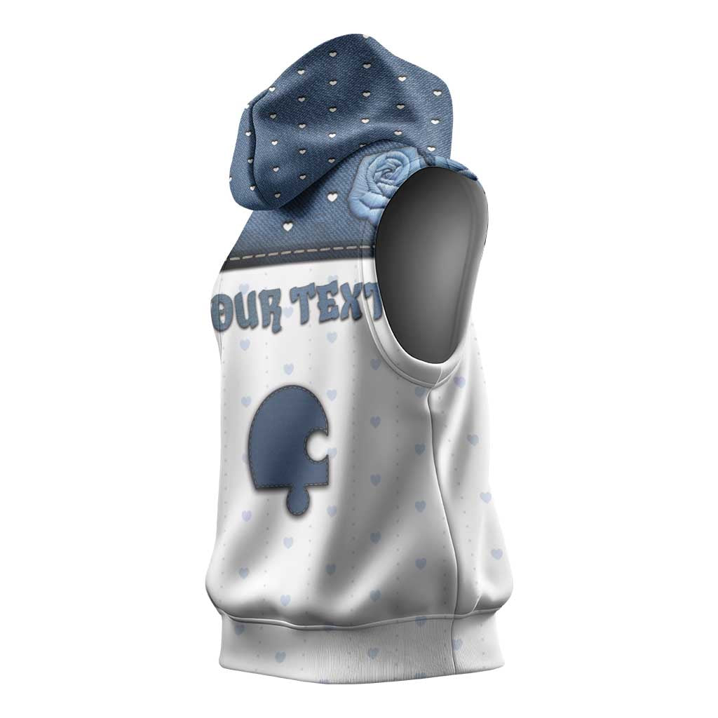 Personalized XOXO Valentine's Day Sleeveless Hoodie Remaining Piece Old Denim Fabric Effect