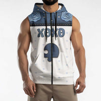 Personalized XOXO Valentine's Day Sleeveless Zip Hoodie Remaining Piece Old Denim Fabric Effect