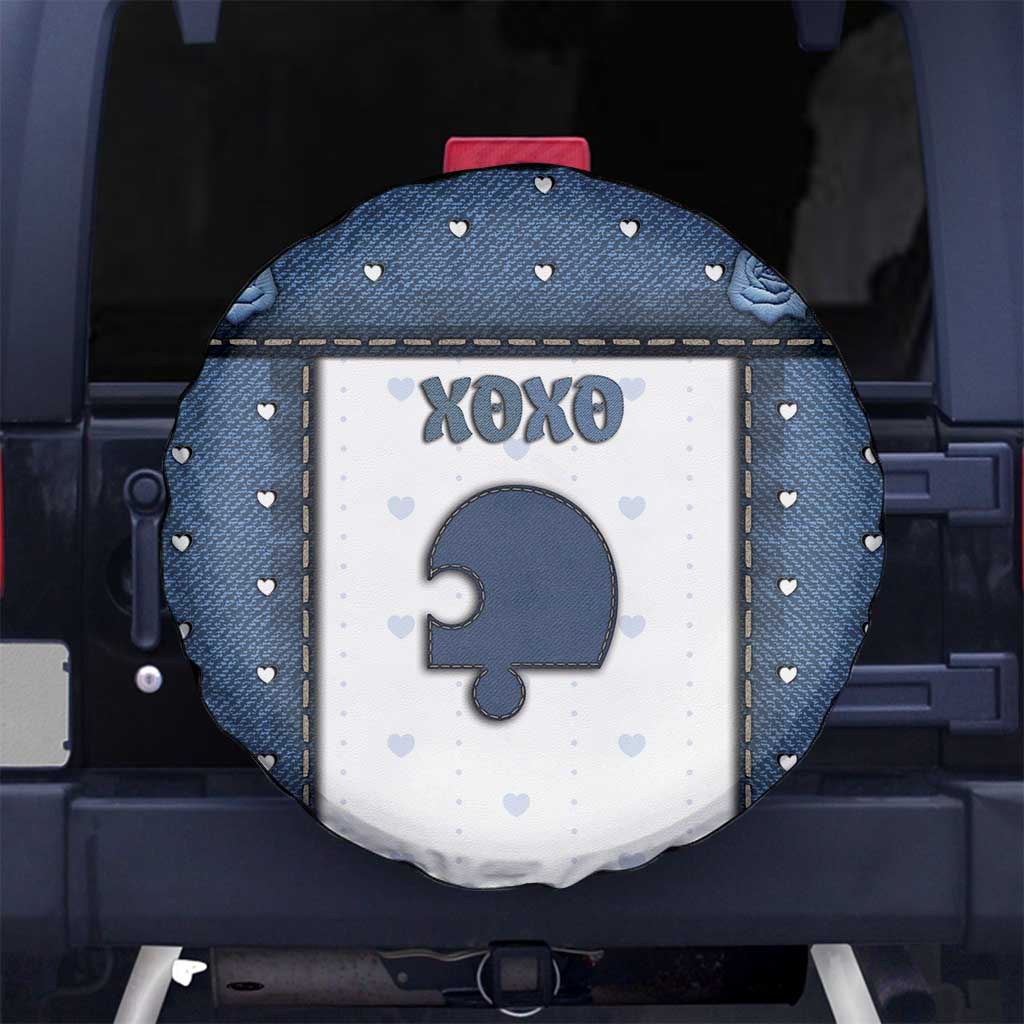 XOXO Valentine's Day Spare Tire Cover Remaining Piece Old Denim Fabric Effect