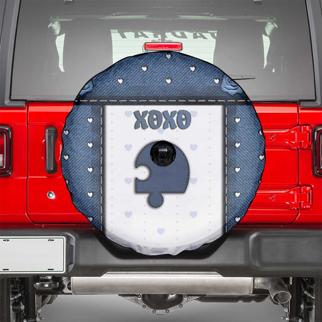 XOXO Valentine's Day Spare Tire Cover Remaining Piece Old Denim Fabric Effect