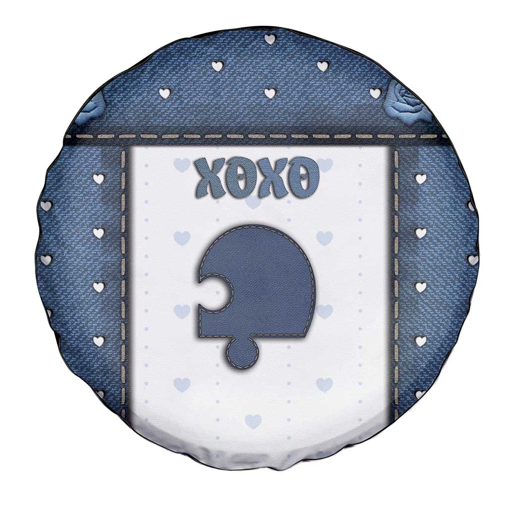 XOXO Valentine's Day Spare Tire Cover Remaining Piece Old Denim Fabric Effect