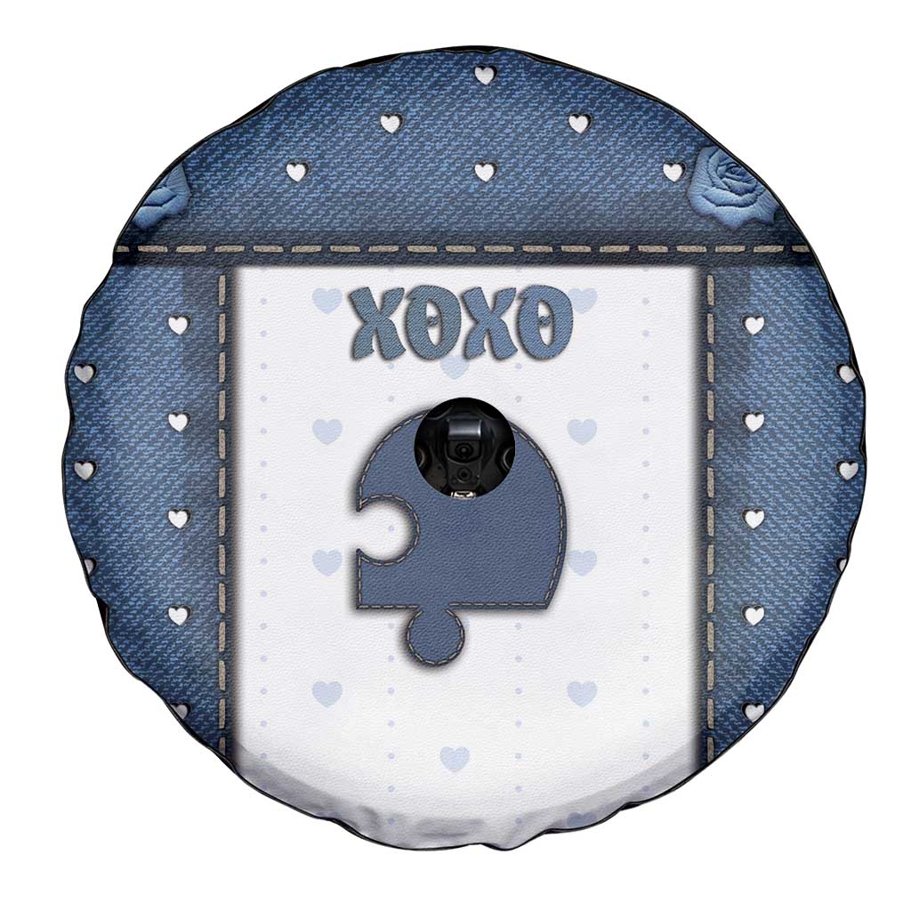 XOXO Valentine's Day Spare Tire Cover Remaining Piece Old Denim Fabric Effect