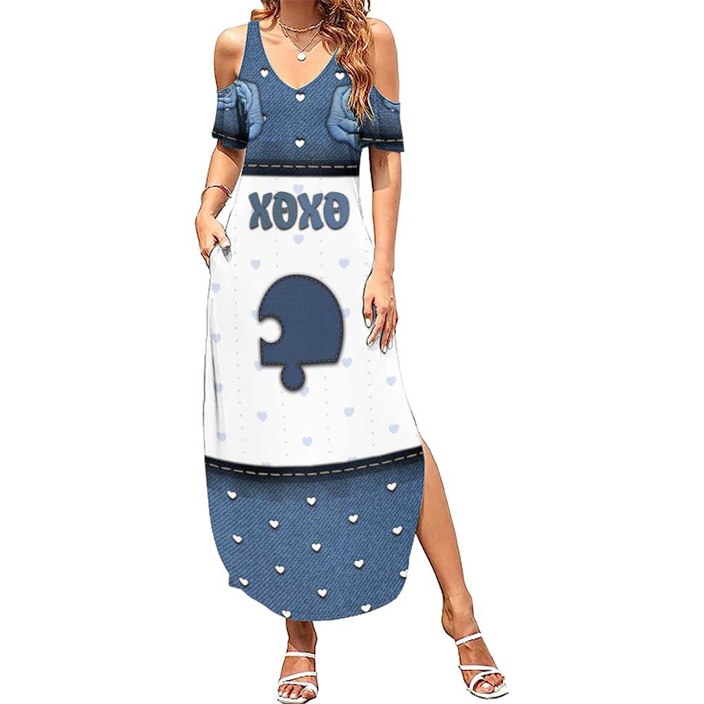 Personalized XOXO Valentine's Day Summer Maxi Dress Remaining Piece Old Denim Fabric Effect